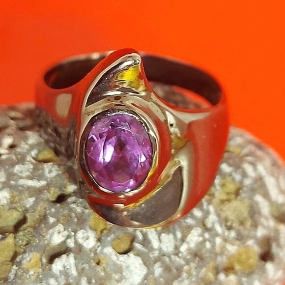 Natural Not Enhanced Amethyst Ring 925 Sterling Silver Size 8 - Picture 8 of 8